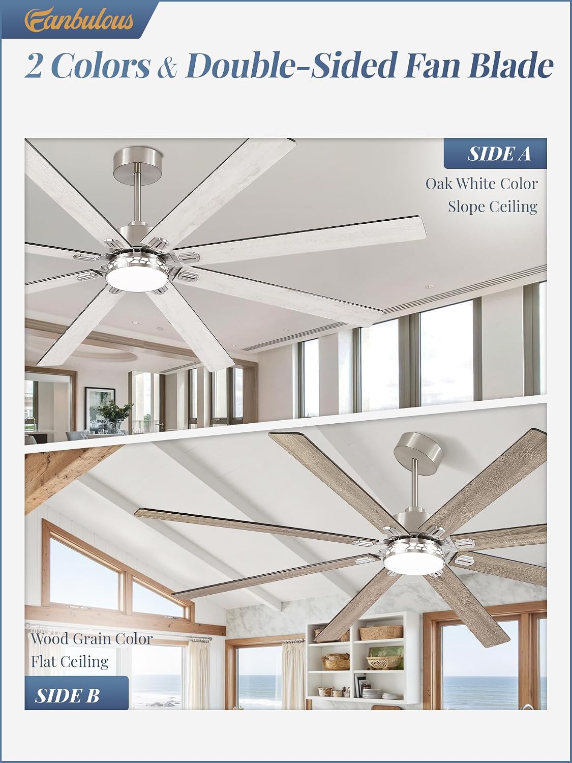 84" Ceiling Fan with LED Light and Remote - Nickel