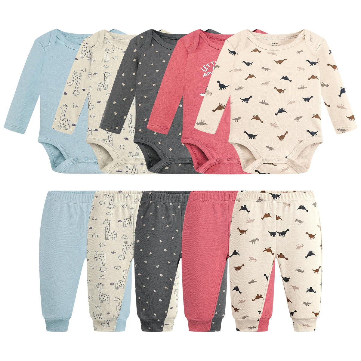 Baby Newborn Layette Piece Set Cotton Bodysuits Long Sleeve Pants Sets Baby Boys Girls Toddler Unisex Baby Gift