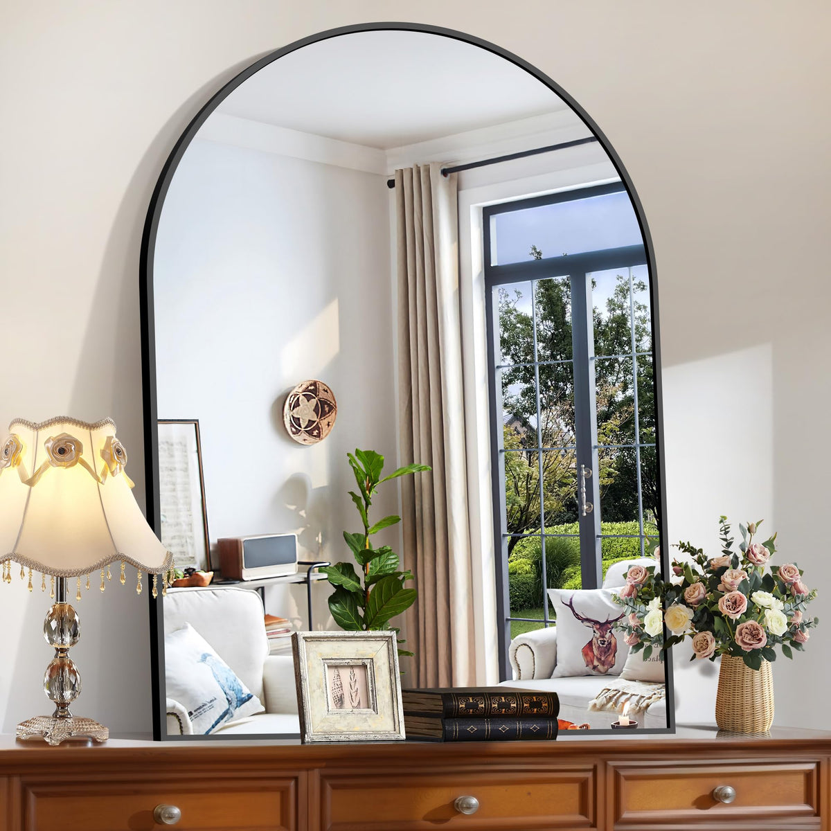 Arched Wall Mirror, 36"x48" Black Arched Mirror
