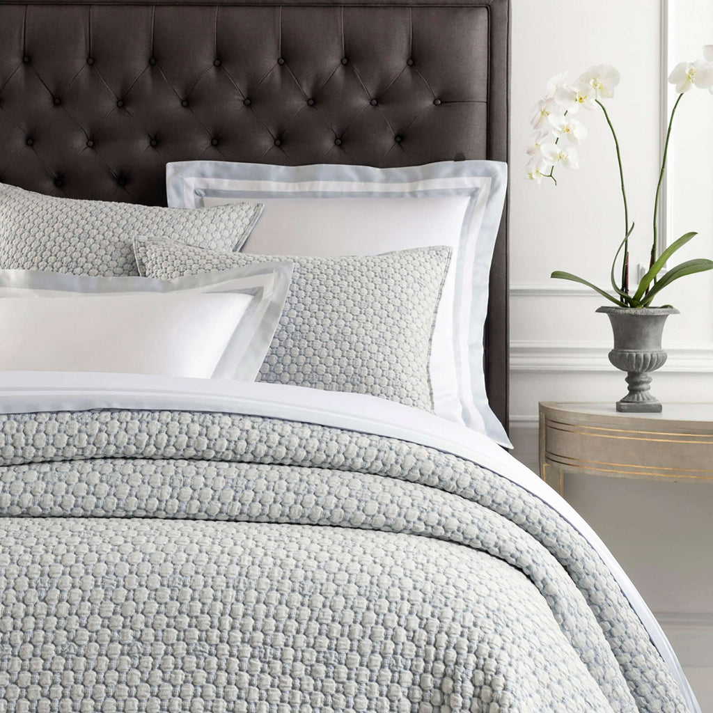 Lodi Blue Solid Cotton Matelasse Sham, Standard