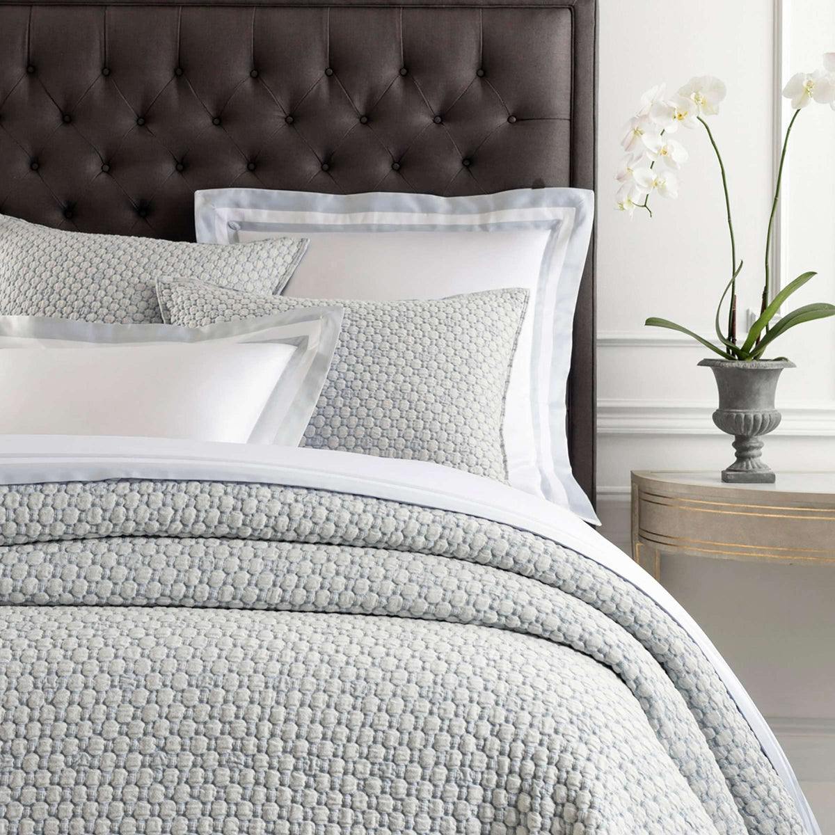 Lodi Blue Solid Cotton Matelasse Sham, Standard