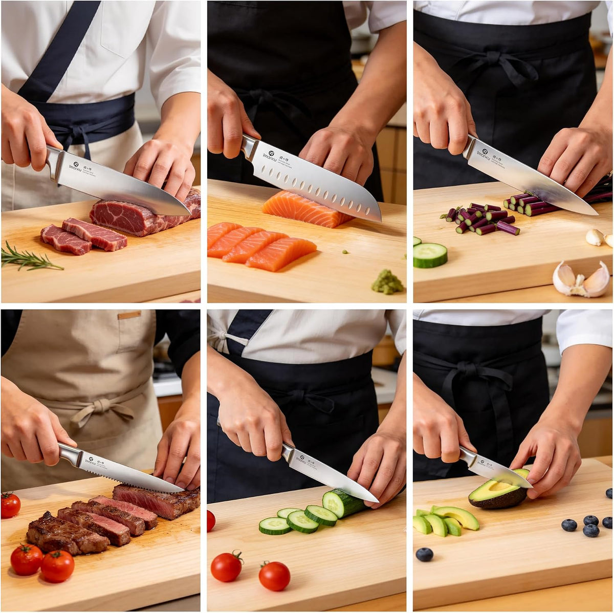 15-Piece Knife Block Set Built-in Sharpener, Japanese High Carbon Stainless Steel Kitchen Knife Set, Dishwasher Safe