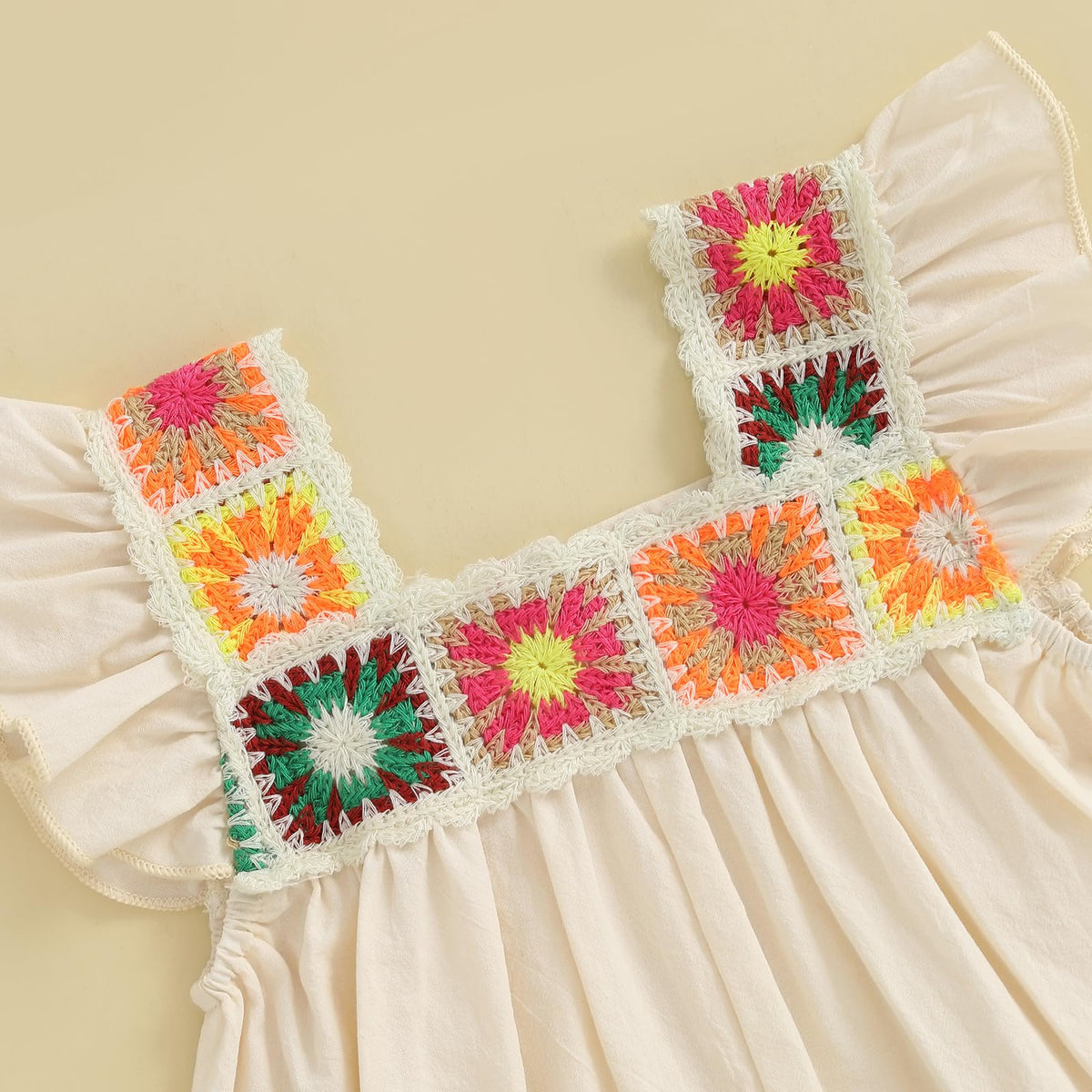 Baby Girl Romper Summer Clothes Ruffle Sleeveless Bodysuit Crochet Floral Bubble Romper Infant Bodysuit Boho Outfit