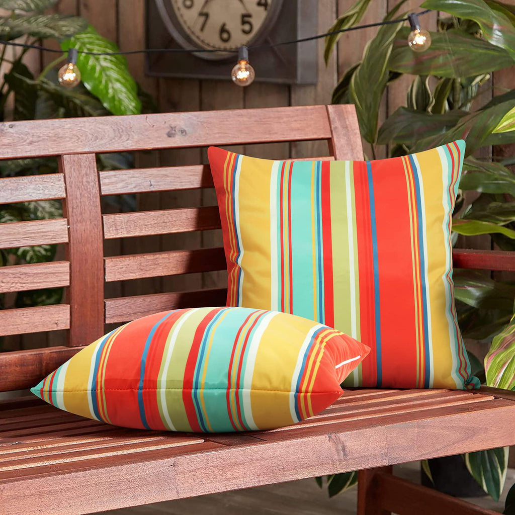 Outdoor Pillow Covers Waterproof Throw Pillow Covers Set of 2, Decorative Square Beach Pillowcase Patio Pillows for