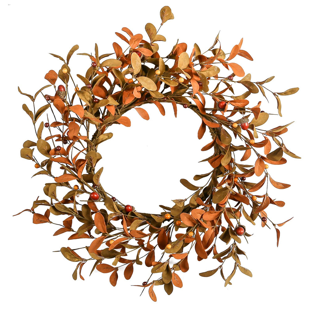 20" Fall Wreath for Front Door, Brown Eucalyptus and Berry Decor