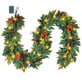 6ft Lighted Fall Garland with 30 Lights & Automatic Timer & Maple Leaves