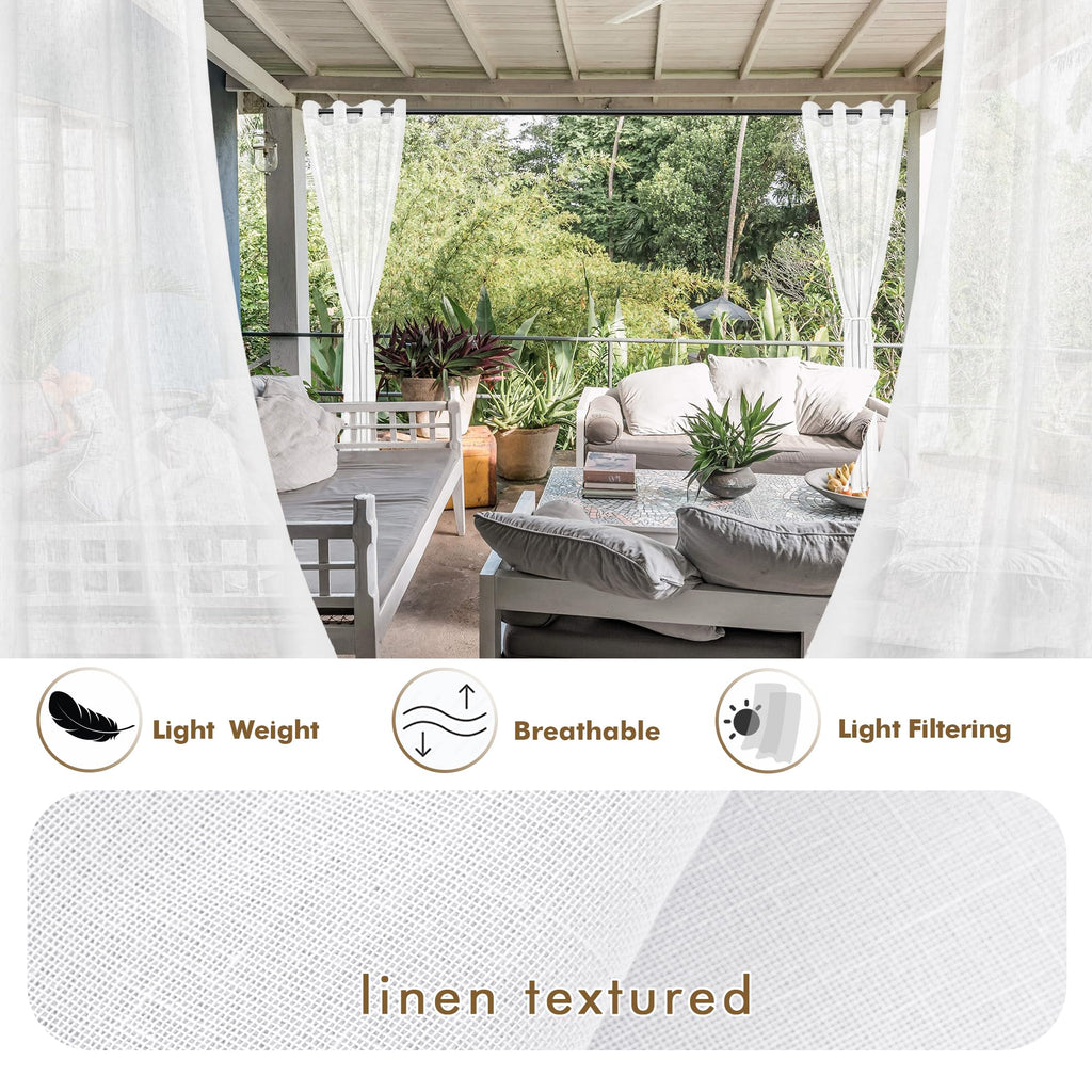 Semi Voile White Sheer Outdoor Curtains 4 Pcs 54x84 In