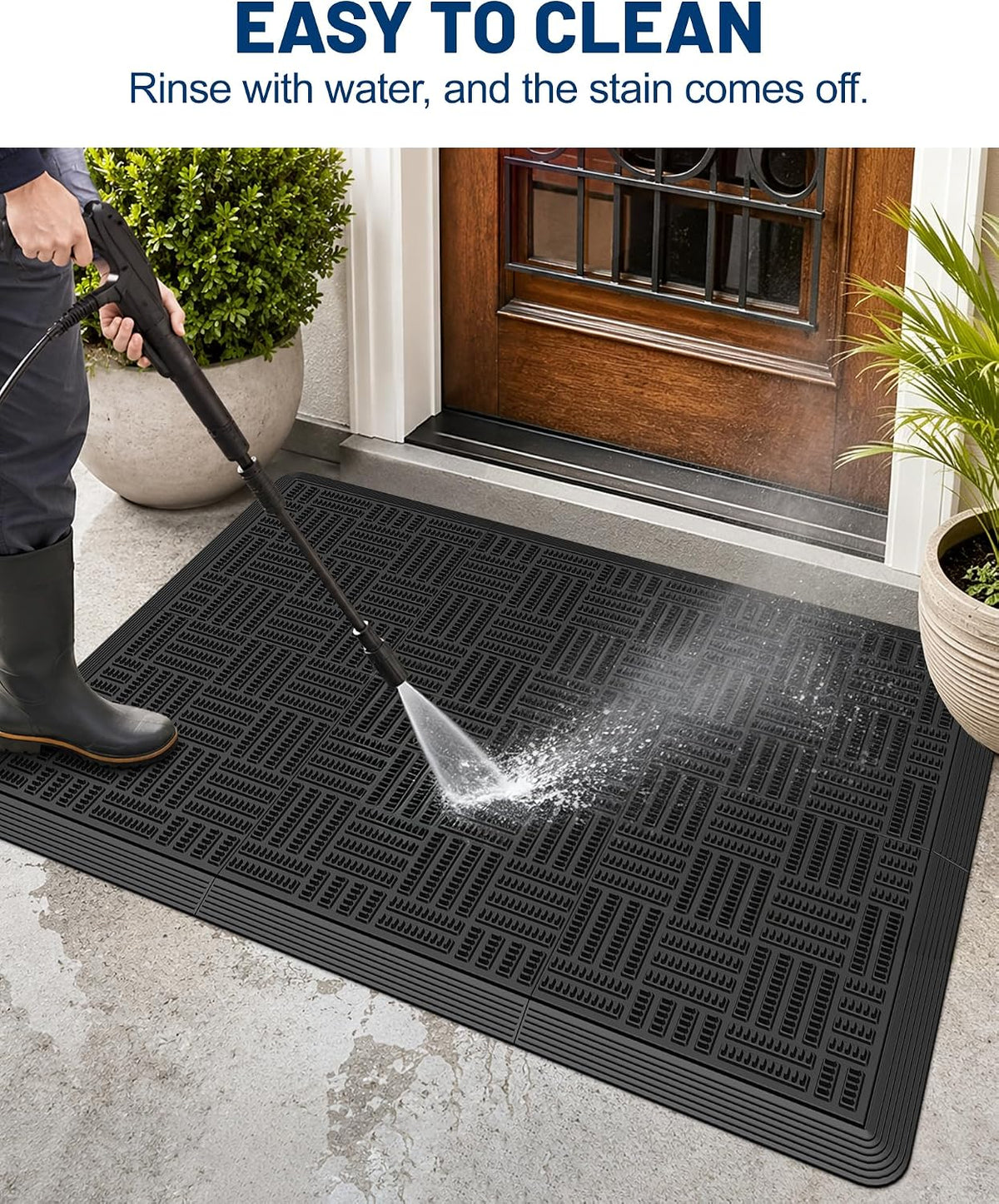 Doormat Outdoor Entrance Rubber Floor Mat 34" X 22.5" Heavy Duty