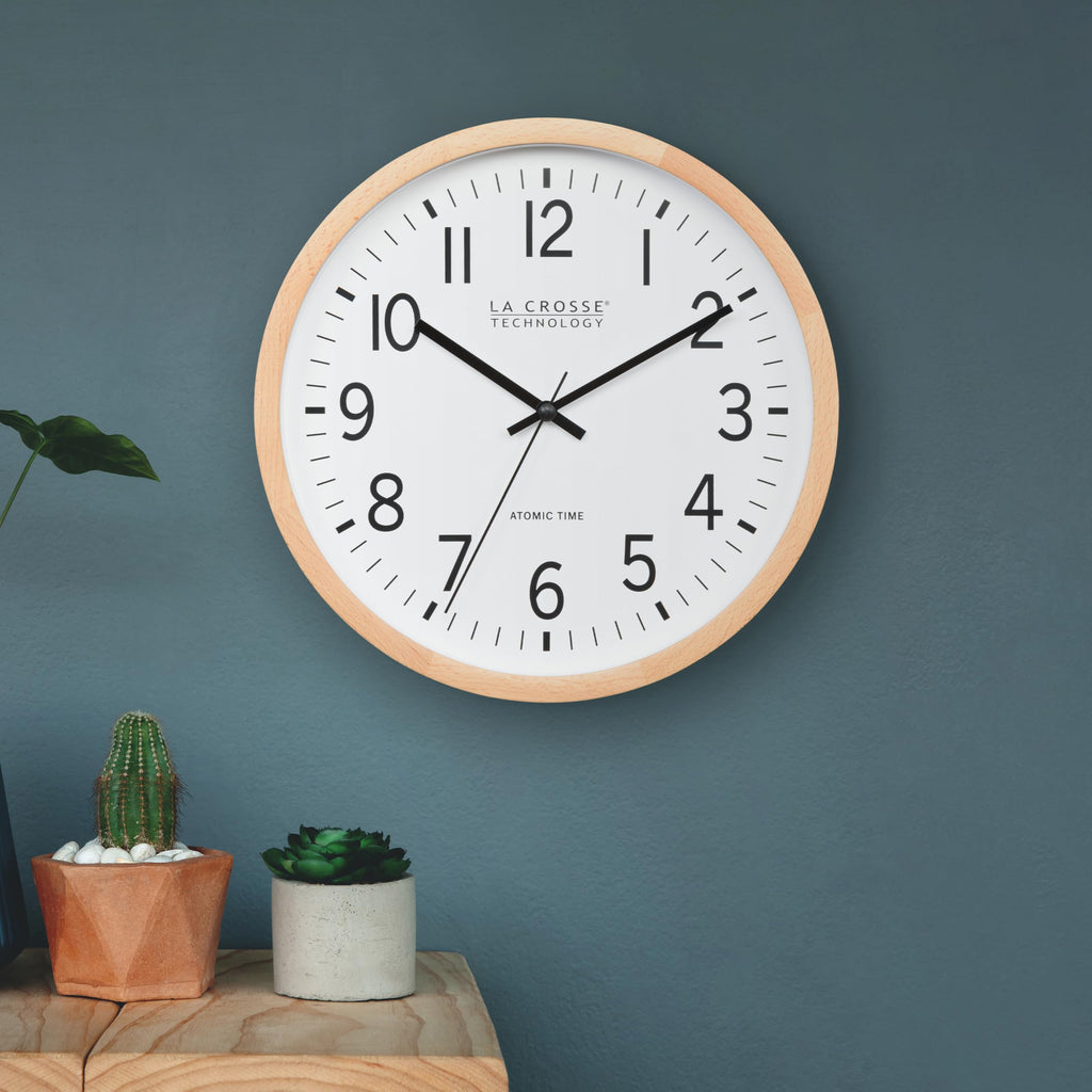 Inspired Nelson Style 12.8-Inch Beech Wood Atomic Analog Wall Clock
