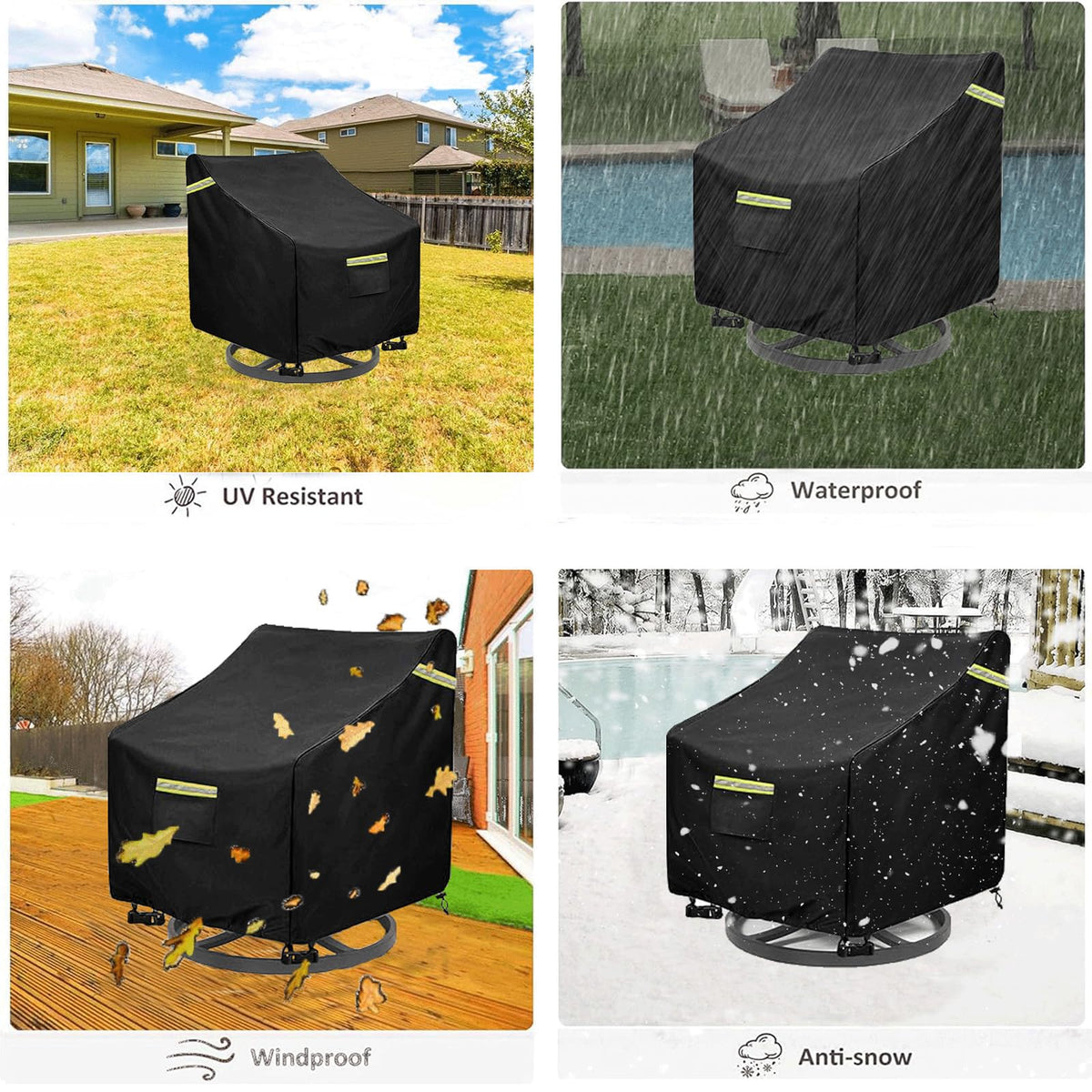 Outdoor Swivel Chair Cover 2 Pack, (29W x 31D x 38.5H inches )100% Waterproof Heavy Duty Outdoor Rocking Chair Covers