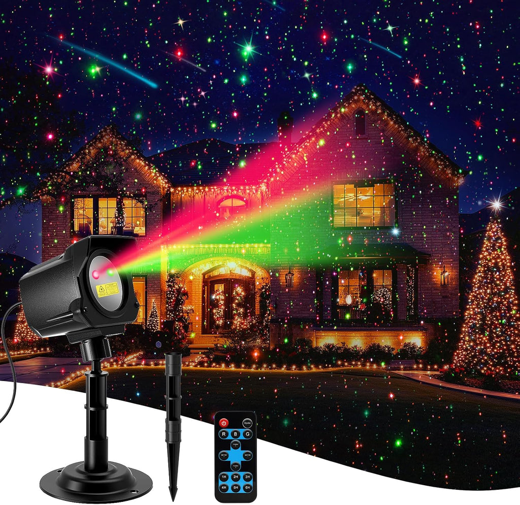 Christmas Projector Lights Outdoor, Thick Metal Housing Laser Light Projector, Red and Green Christmas Decorations
