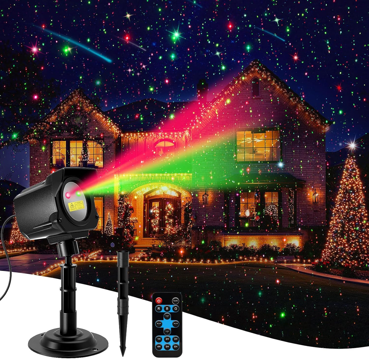Christmas Projector Lights Outdoor, Thick Metal Housing Laser Light Projector, Red and Green Christmas Decorations