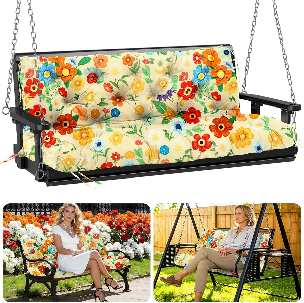 Porch Swing Cushions Outdoor 48 Inch x 40 Waterproof Swing Cushions 3