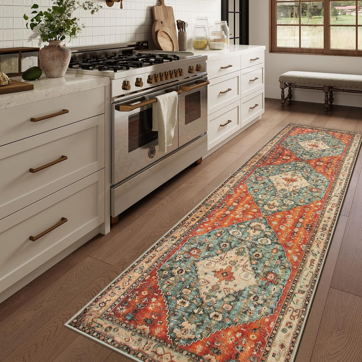 Felice Boho Tribal Washable Runners for Hallways, Oriental Kitchen Runner Rugs Non Skid Washable, Oriental