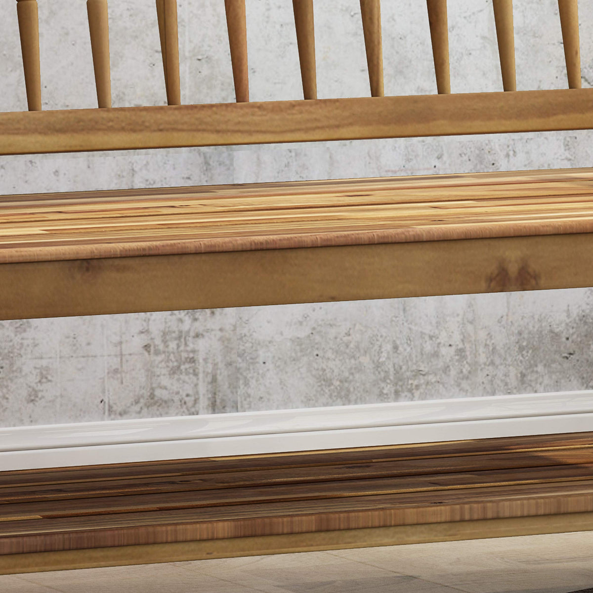 Eddie Indoor Farmhouse Acacia Wood Bench with Shelf, Teak and Black Finish