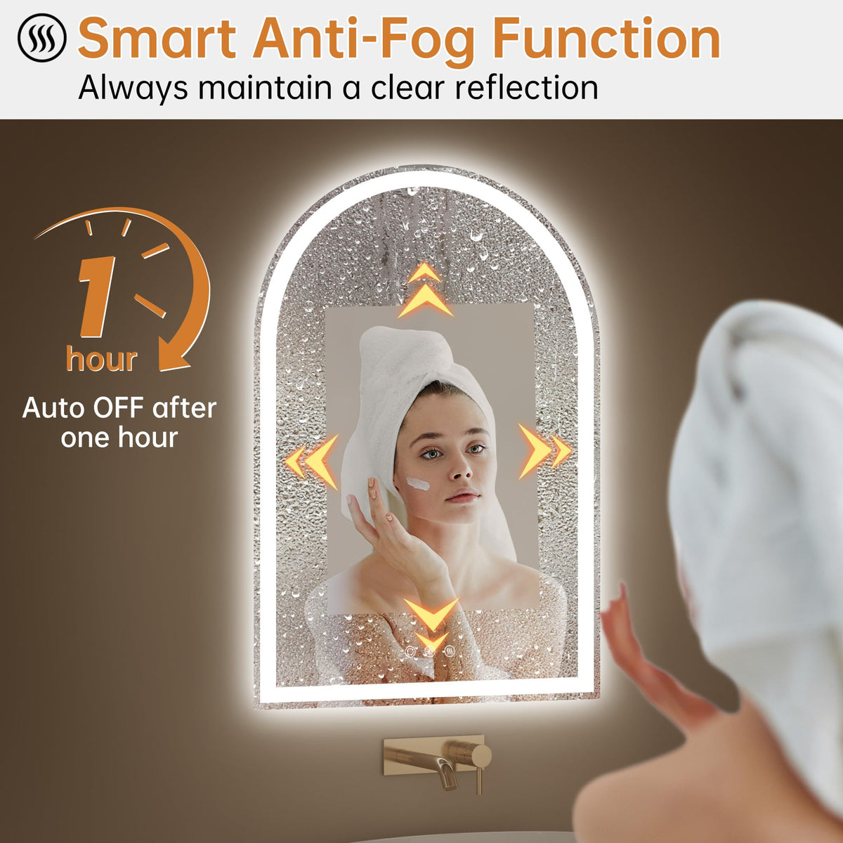 Arched LED Lighted Bathroom Mirror with Lights 28"x40"
