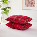 Euro Quilted Pillow Shams Covers 26x26 Inch, Set of 2 Vilano Plaid Red