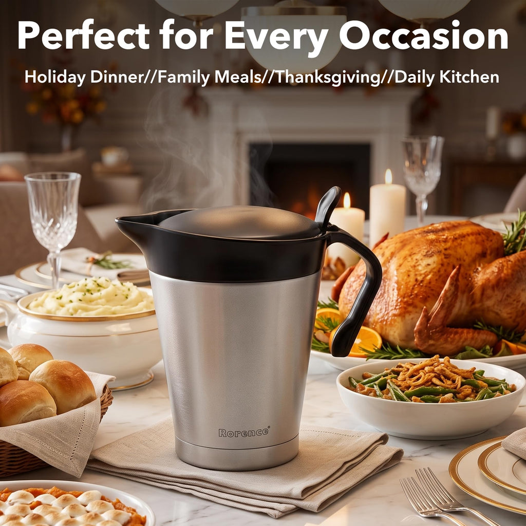 32oz Stainless Steel Gravy Boat Sauce Jug with Hinged Lid