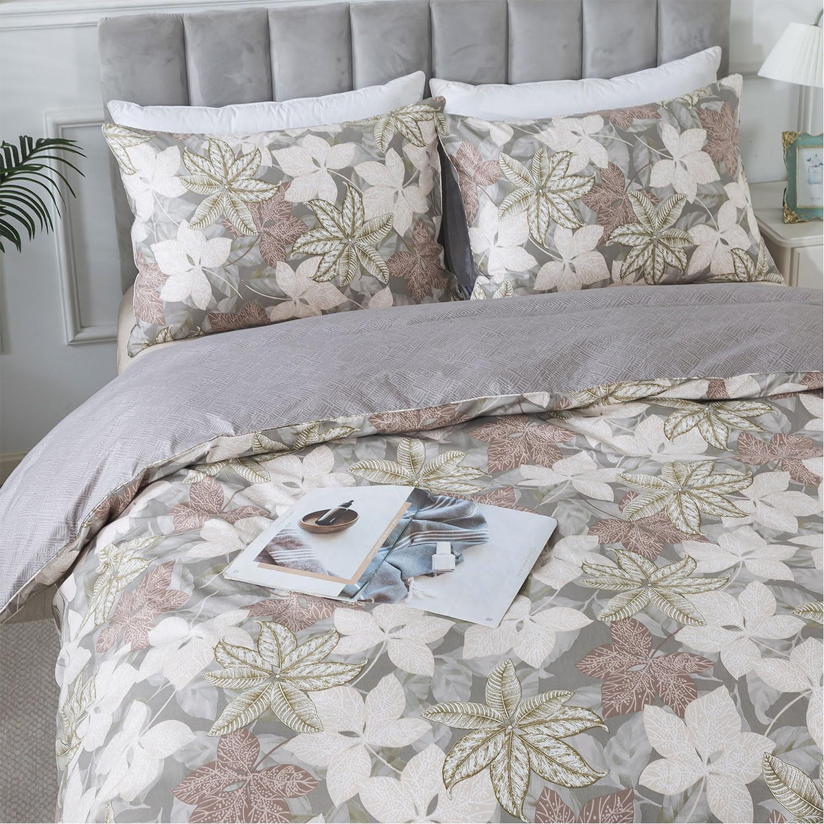 Duvet Cover Sets 100% Cotton Luxury Vintage Leaves Patterned Comforter Cover Farmhouse Bedding for All Season