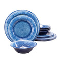 12 Pcs Blue Melamine Dinnerware Set, Shatterproof and Dishwasher Safe, Ideal for Indoor and Outdoor Use