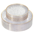 60Pcs Clear Plastic Plates, Clear Disposable Plates With Gold Rim, Heavy-duty Gold Plates, Hammered Party Plates Include