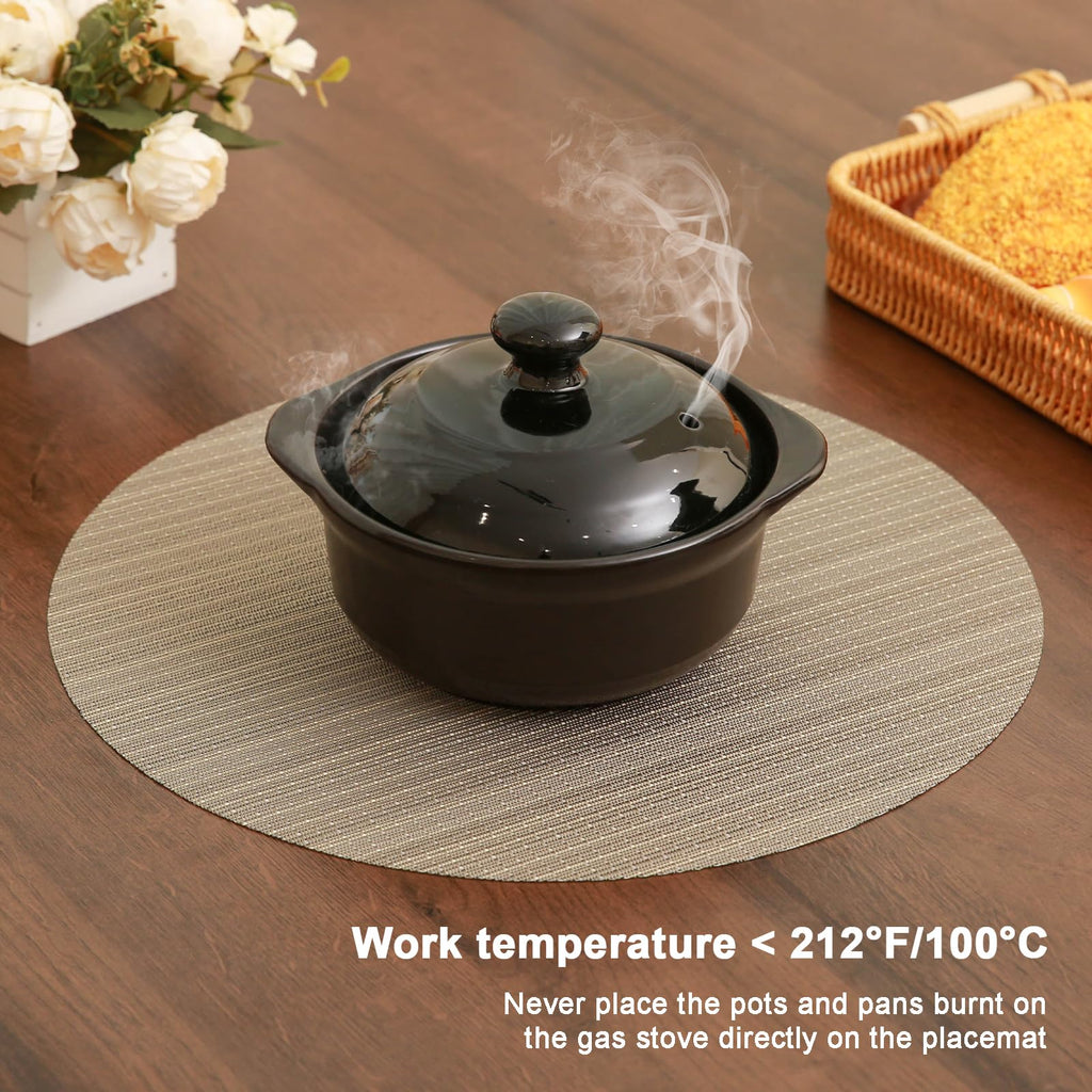 15 Inch Round Placemats Set of 8, Washable Vinyl Woven Place Mats