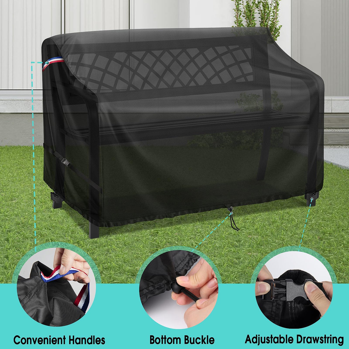 42" Outdoor Garden Bench Cover, Waterproof Patio Loveseat Cover