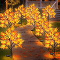 4PCS Solar Fall Lights Outdoor Decorative, 34" Fall Decor with Acorn Maple Leaf, 40LED Each with 8 Modes & Timer