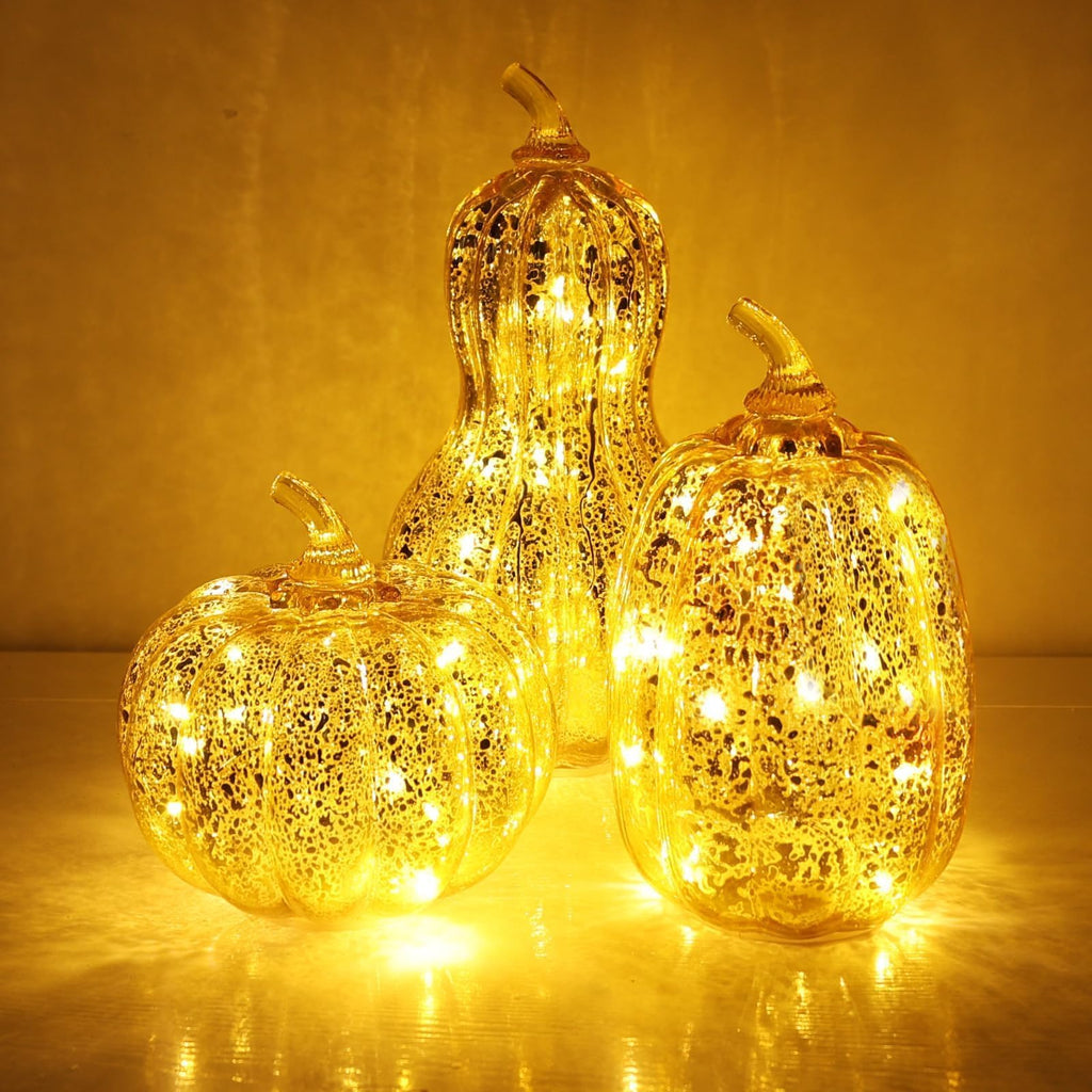 Lighted Glass Pumpkin Decor