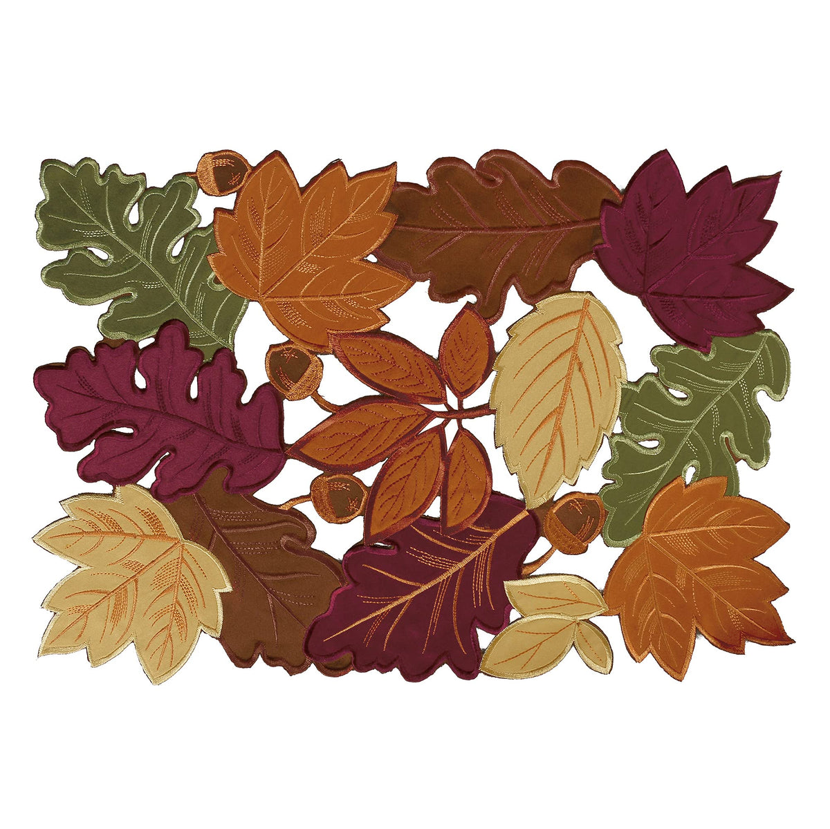 4 PCS Thanksgiving Placemats for Dining Table, 13 x 19 Inch Set of 4 Embroidered Maple Leaves Table mats for Fall