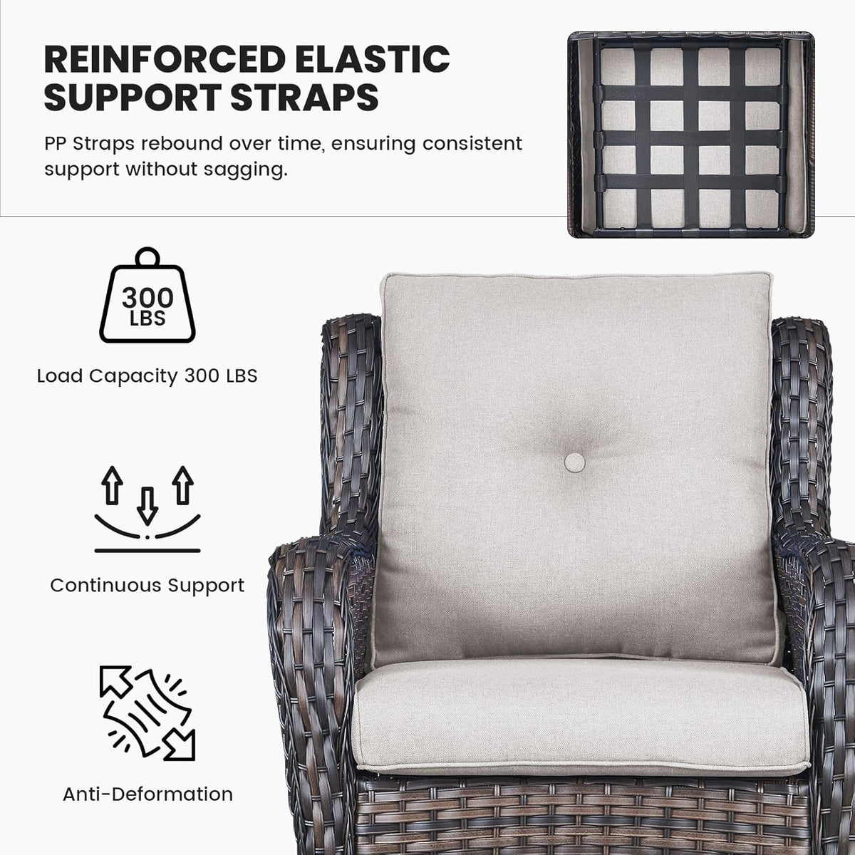 High Back Patio Chairs Set of 2 - Brown Wicker Outdoor Seating