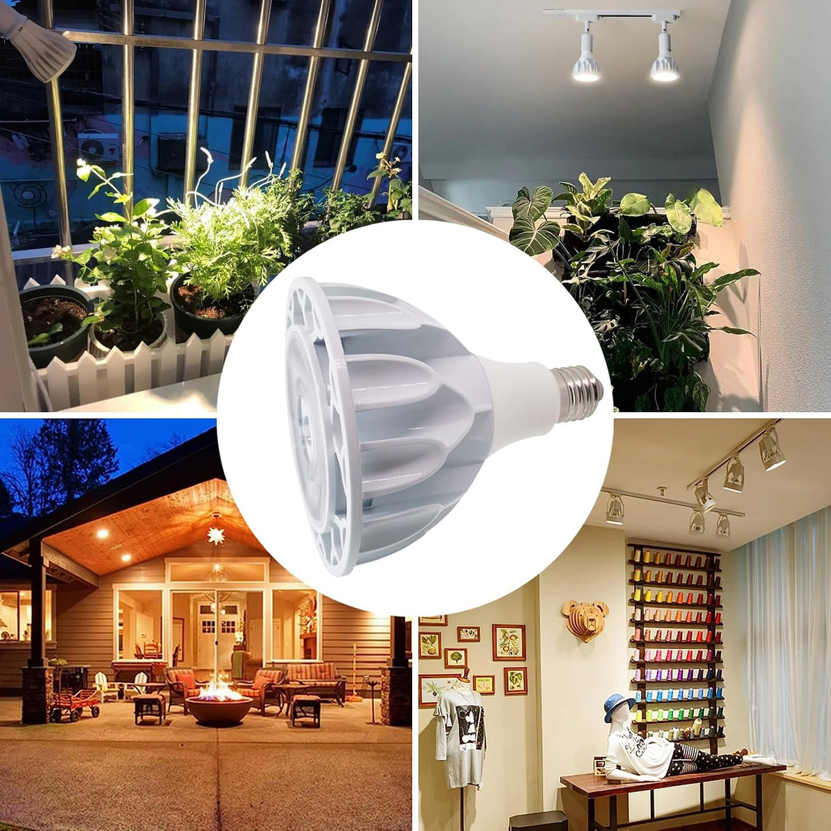 PAR38 Flood Light LED Bulb 20 Watt COB Grow Lights 2000 Lumens Spotlight, 36° Beam Angle, AC 85V-265V, Non-Dimmable
