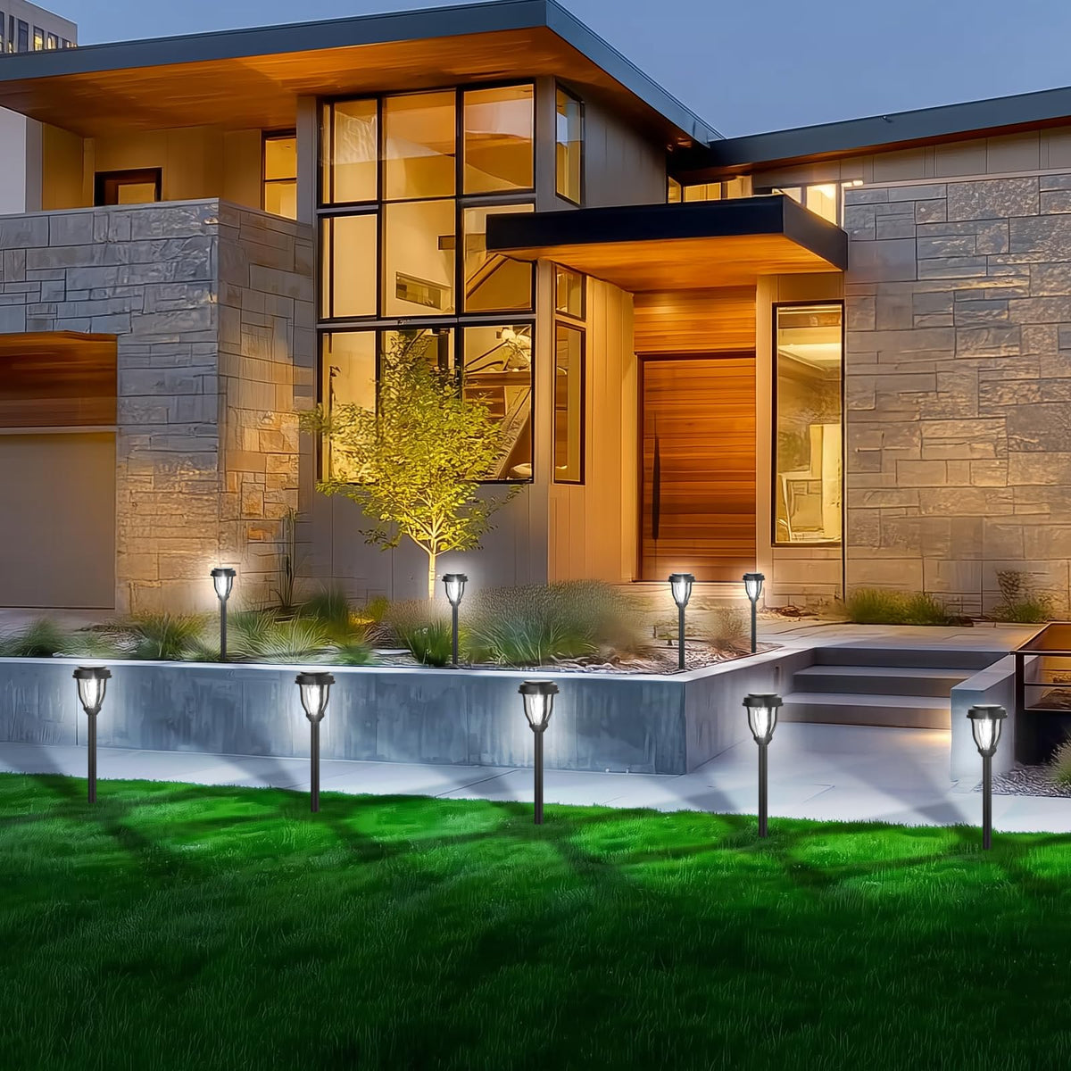 12 Pack Solar Lights Outdoor, Waterproof LED Solar Pathway Lights