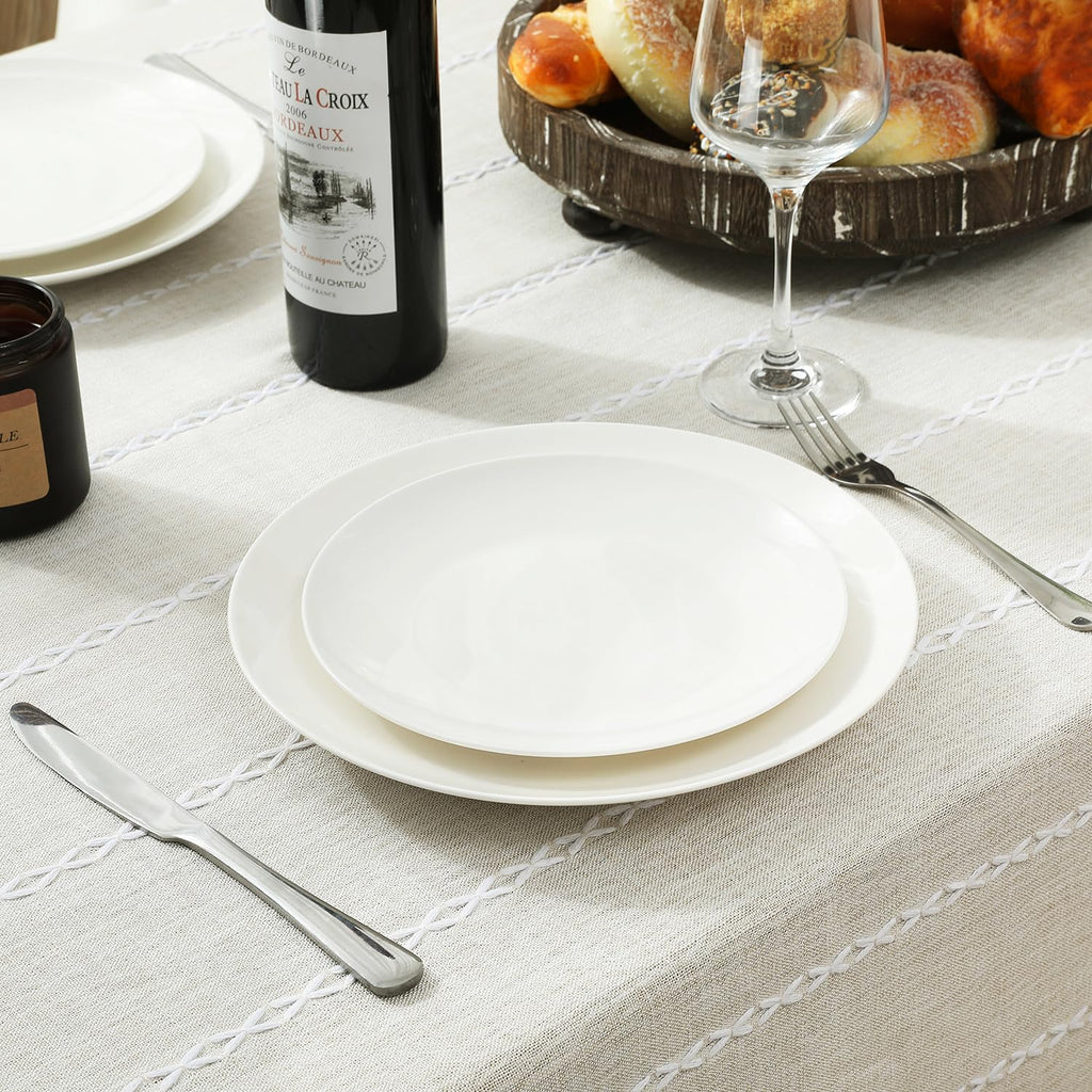 60 x 120 inches Farmhouse Style Linen tablecloths, Wrinkle Resistant Washable Dining Room Table Cloths for 8 Foot