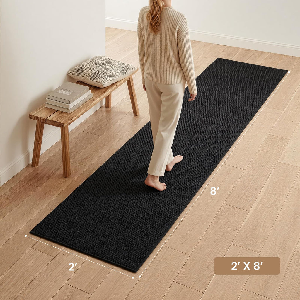 Runner Rug with Non Slip Rubber Backing Black