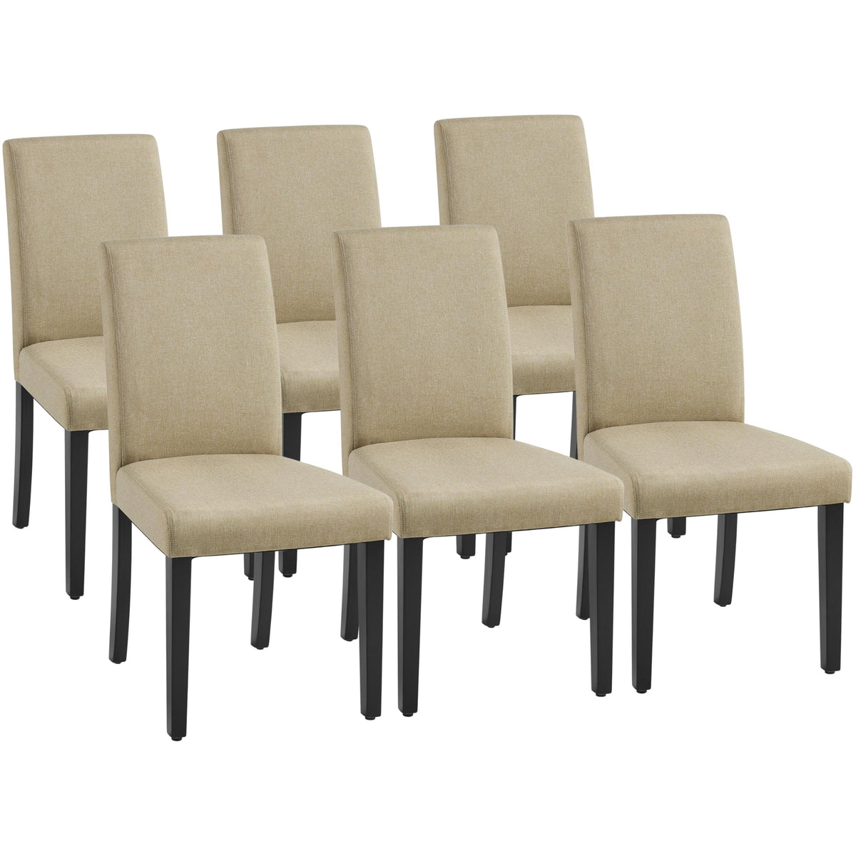 Set of 6 Upholstered Kitchen Chairs Khaki