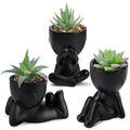 3 Pack Fake Plants in Black Pots Living Room Decor