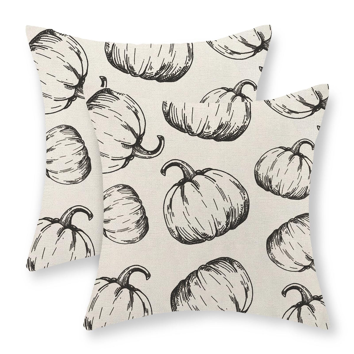 Fall Pillow Covers 18x18 Set of 2 Black Pumpkin Throw Pillow Covers Autumn Harvest Thanksgiving Decorations Outdoor