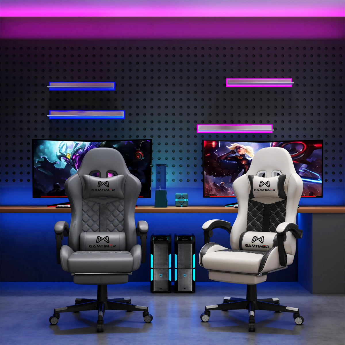 Gaming Chair, 400 lbs Adult Chair, High Back Computer Chair with Footrest and Linked Armrests, Office Video Game