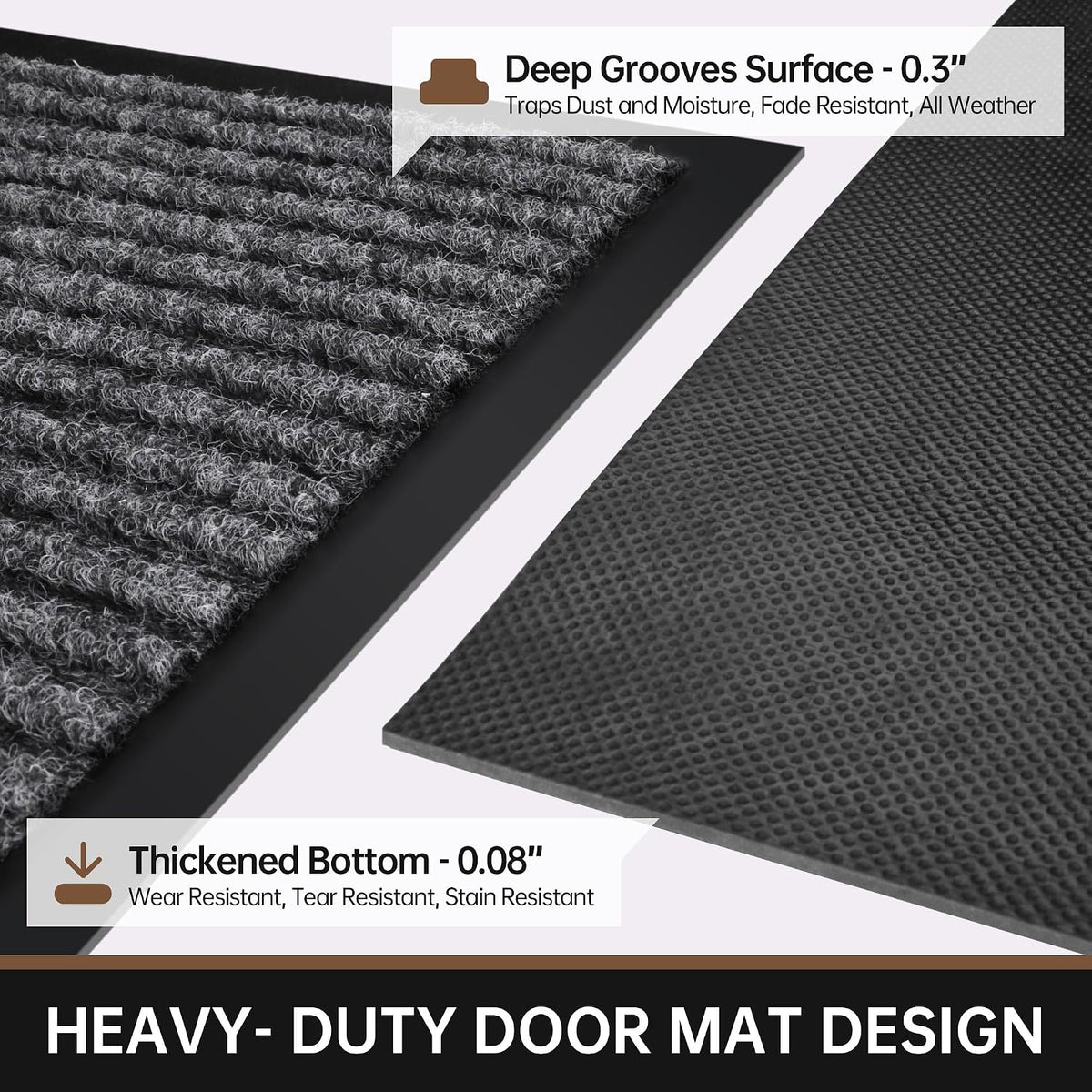 Front Door Mat, 60" x 36" Heavy Duty Indoor Outdoor Doormat | Non-Slip Welcome Mats , Rubber Backing Low Profile