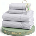 Sheets 100% Organic Cotton 4pc Percale - Ticking Stripe