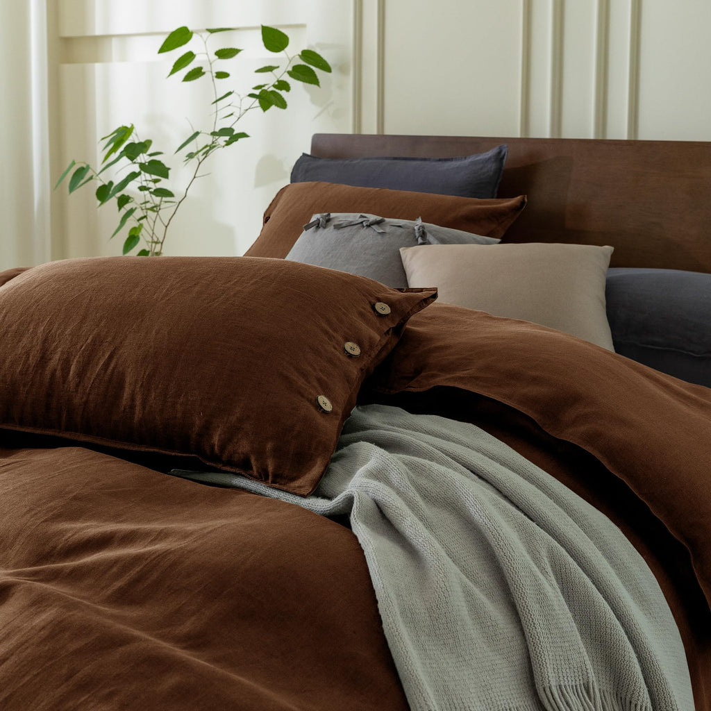 100% Pure Linen Duvet Cover Set 90X90Inch 3pcs (1 Duvet Cover, 2 Pillowcases) Soft and Breathable for All