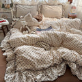 Chic Black Polka Dot Ruffled Beige Duvet Cover