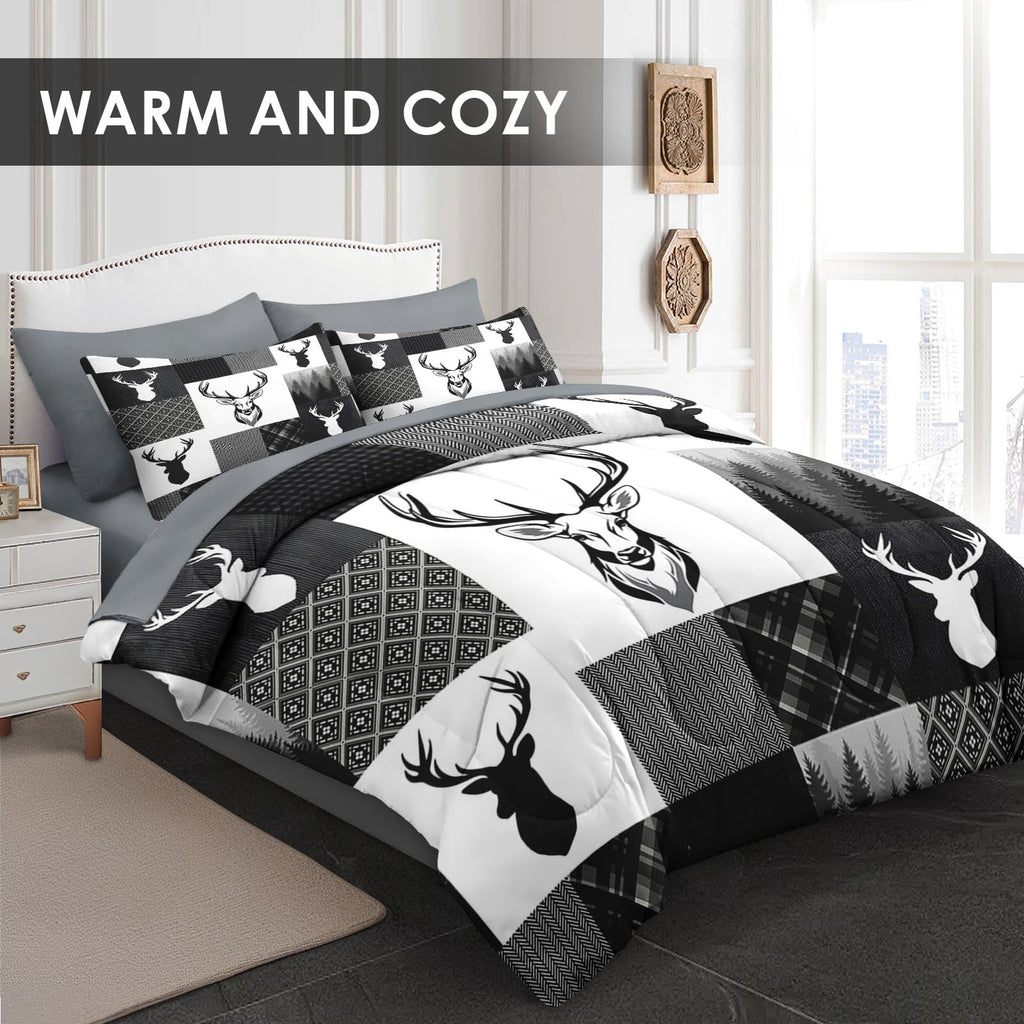 Comforter Set with Sheets, 7 Pieces Woodland Deer Bedding