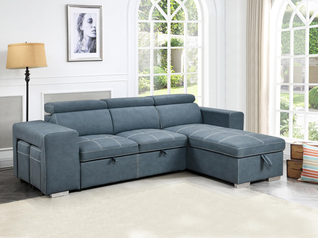102'' Microfiber L Shaped Sectional Sleeper Sofa Couch with Pullout Bed and Storage Chaise, Convertible Couches with