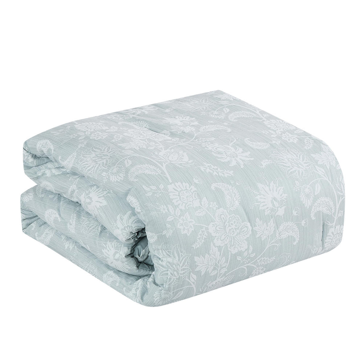 Sage Green Jacquard Comforter Set 7 Piece Floral Damask Bedding Queen Size