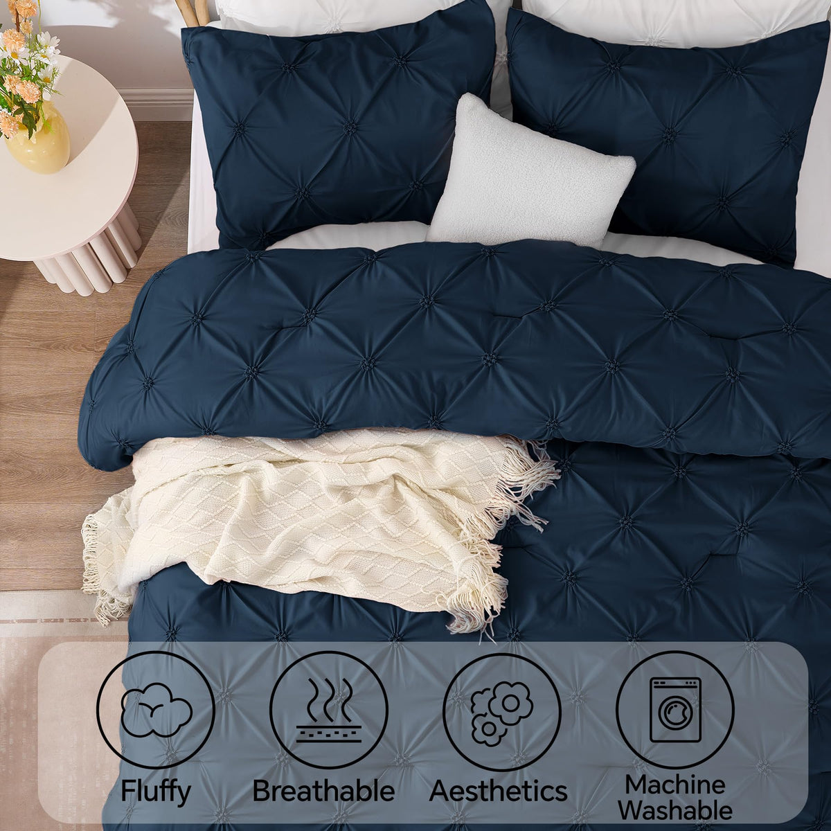Comforter Set Navy, Fluffy & Soft Comforter