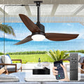 42 Inch Waterproof Gazebo Fans with Lights Outdoor Hanging - Plug in Remote App Control for Patio Indoor Farmhouse Porch - 6 Speed Reversible DC Motor Walnut