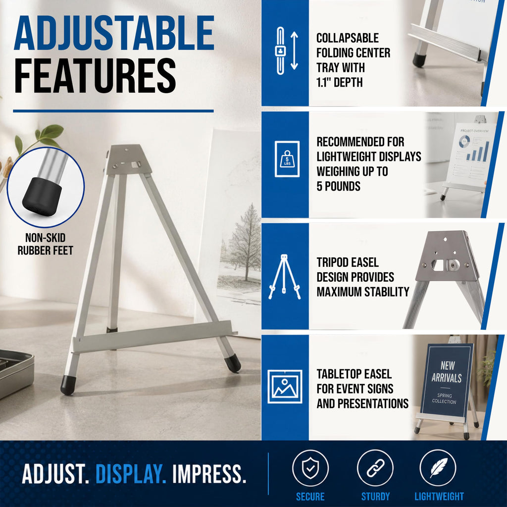 15" High Aluminum Tabletop Display Easel for Painting