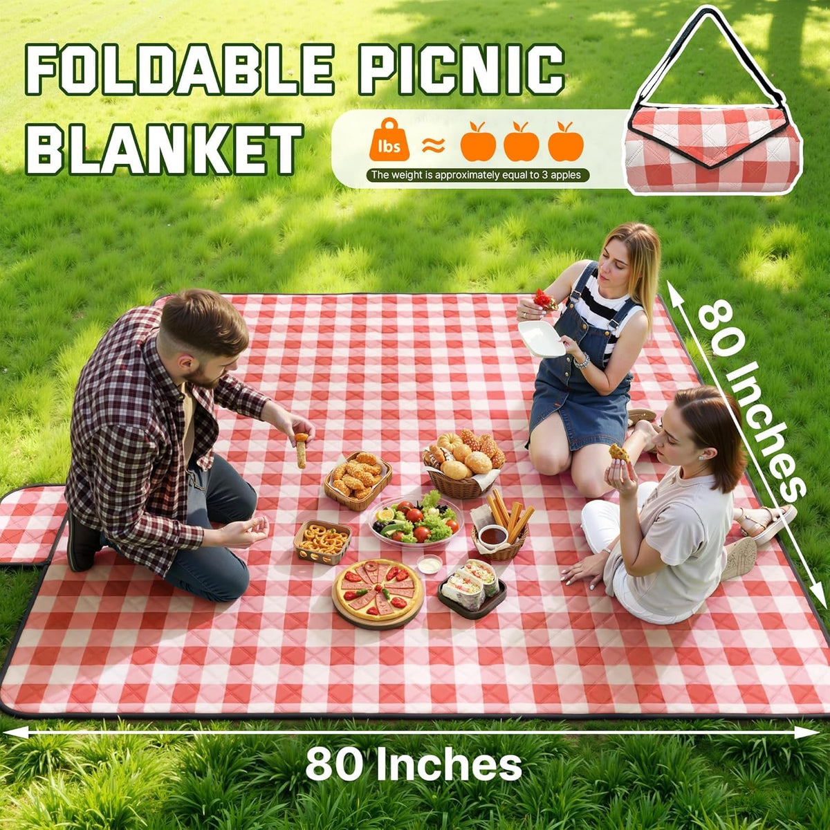 Extra Large Picnic Blanket Waterproof Beach Blanket 80''x80''
